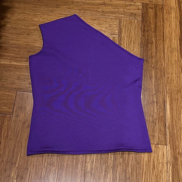 Ralph Lauren Black Label One Shoulder Asymm. Neckline Purple Blouse, Size L - Picture 2 of 15